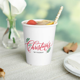 Weihnachtszweige Frohe Weihnachts-Party Papier Cup Pappbecher