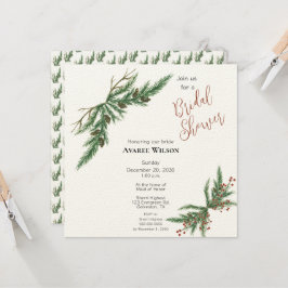 Weihnachtszweige Rote und Grüne Dusche Einladung