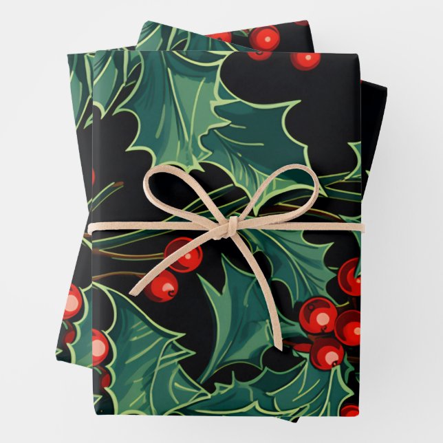 Weihnachtszweige und Berries Geschenkpapier Set (Beispiel)