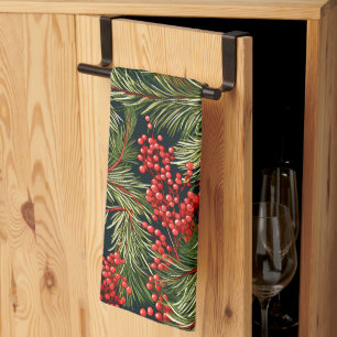Weihnachtszweige und Berries Geschirrtuch