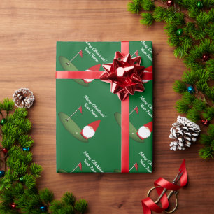 Weihnachtszwerg auf Golfplatz lustiger Feiertag Geschenkpapier