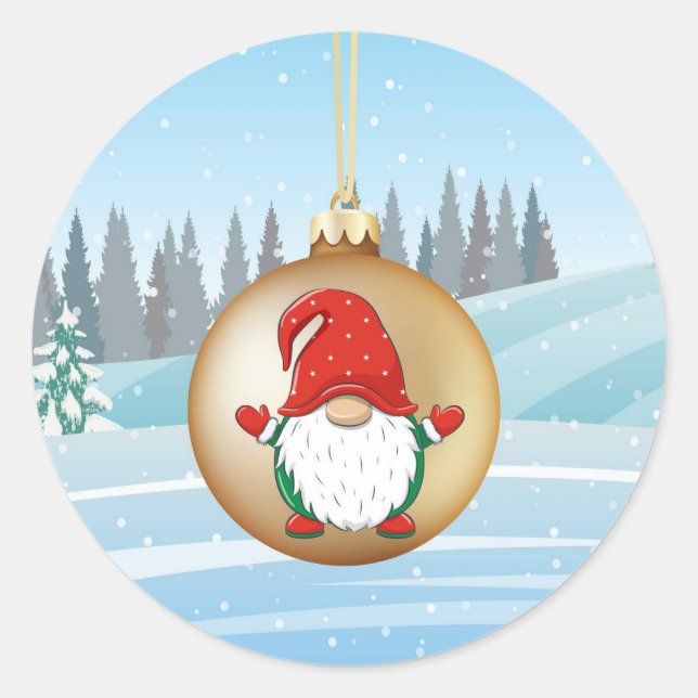 Weihnachtszwerg Runder Aufkleber (Vorderseite)