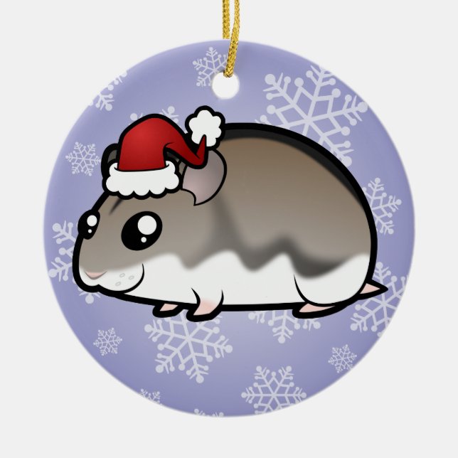 Weihnachtszwergartiger Hamster Keramikornament (Vorne)