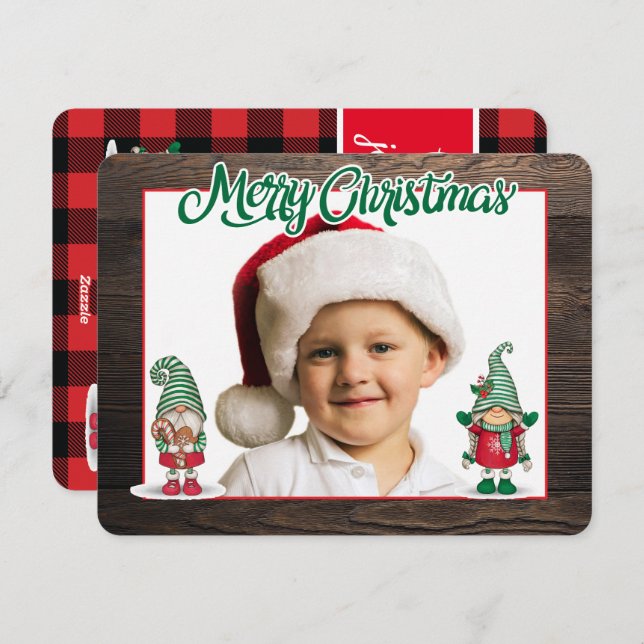 Weihnachtszwerge (Foto hinzufügen) Weihnachtskarte Feiertagskarte (Vorne/Hinten)