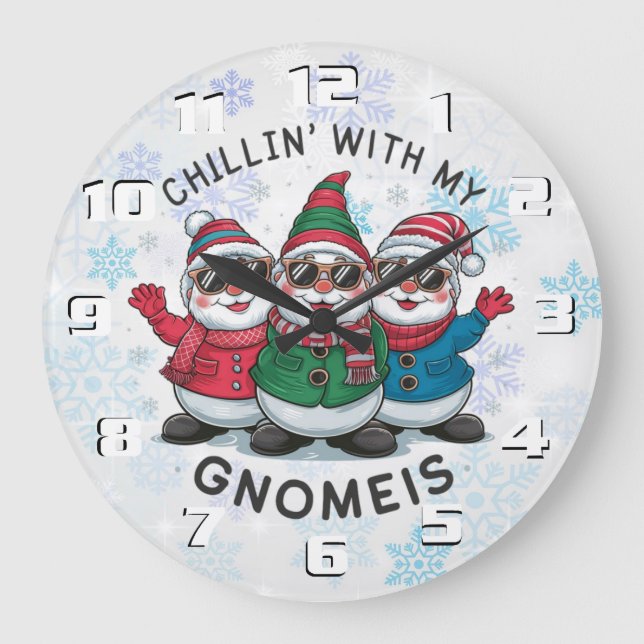 Weihnachtszwerge Große Wanduhr (Vorderseite)