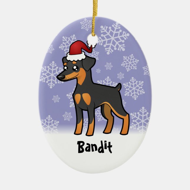 WeihnachtsZwergpinscher/Manchester Terrier Keramik Ornament (Vorne)