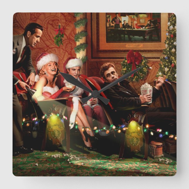 Weihnachtszwischenspiel Quadratische Wanduhr (Vorderseite)