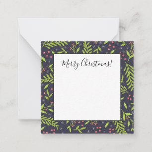 Weihnachtszypresse Schneeflocken Beeren Rote Blume Mitteilungskarte
