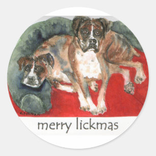 weihnachtwasserfarbe Boxerhunde frohe Leckmas Runder Aufkleber
