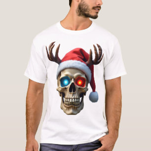 Weihnatschädel mit Santa Hut und Geweih Mystik T-Shirt