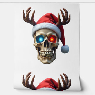 Weihnatschädel mit Santa Hut und Geweih Mystik Tapete