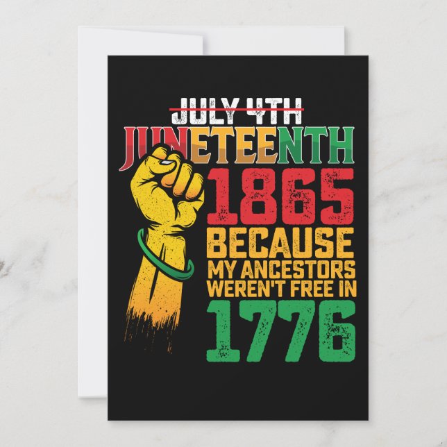 Weil meine Vorfahren im 4. Juli 1776 nicht frei wa Einladung (Vorderseite)