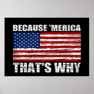 WEIL 'MERICA DESHALB US Flaggen-Plakat (groß) Poster