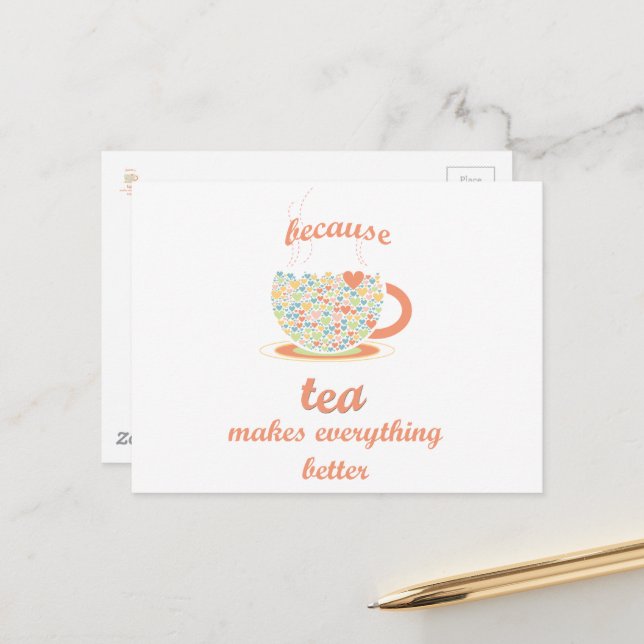 Weil Tee alles besser macht Postkarte (Vorderseite/Rückseite Beispiel)