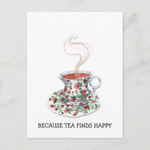Weil Tee glückliche Slogan-, Vintage Becher-Rose f Postkarte