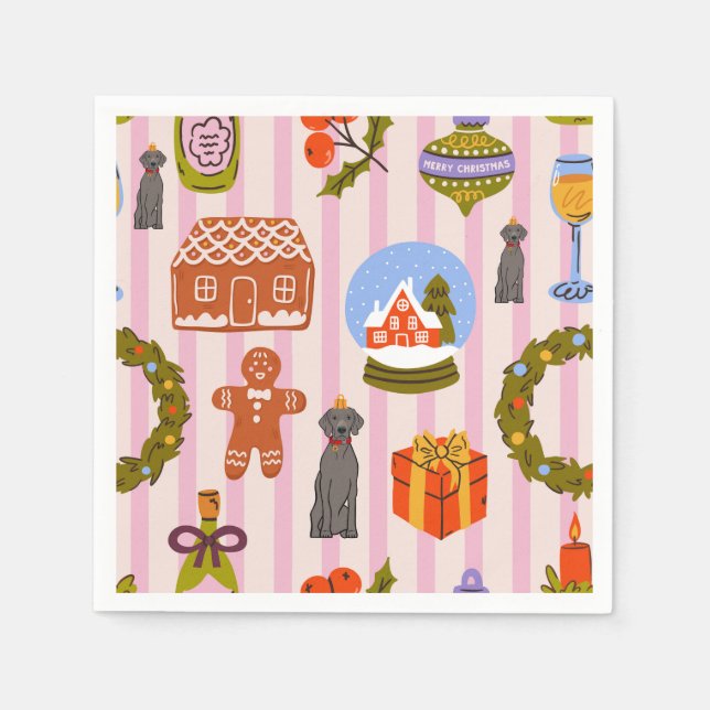  Weim decoration with xmas decorations on pink  Serviette (Vorderseite)