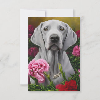 Weimaraner 3 x 5 Flat Dankeschön-Karte (Leere) Dankeskarte