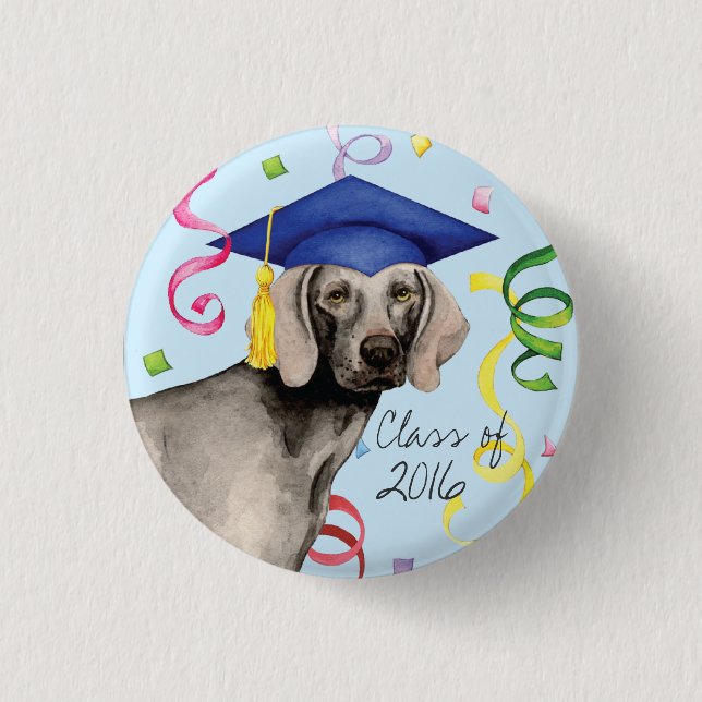 Weimaraner Absolvent Button (Vorderseite)