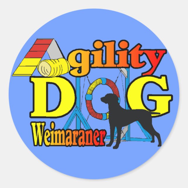 Weimaraner Agility Shirts Geschenke Runder Aufkleber (Vorderseite)