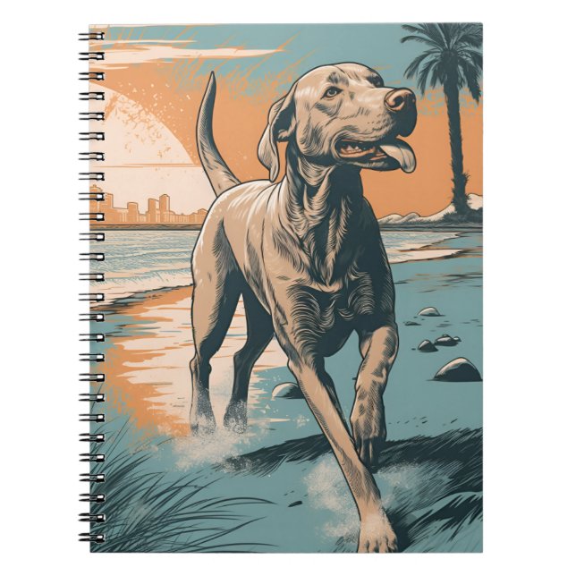 Weimaraner am Strand Notizblock (Vorderseite)
