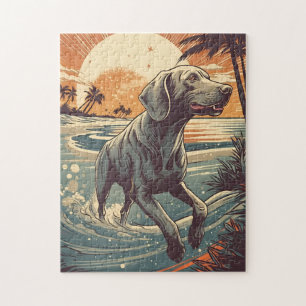 Weimaraner am Strand Puzzle