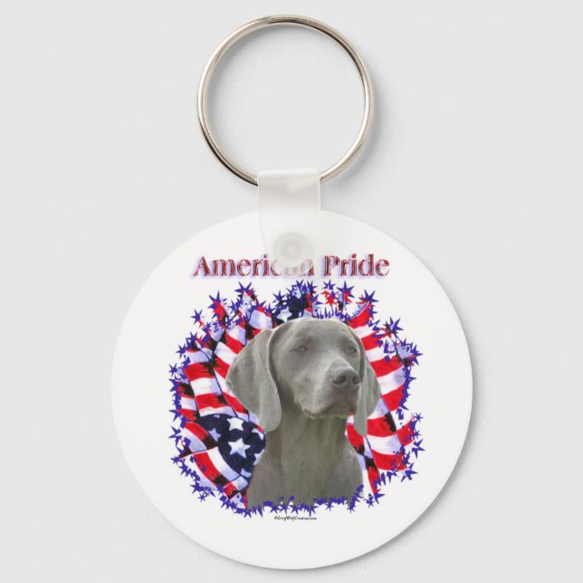 Weimaraner American Pride Schlüsselanhänger (Vorderseite)