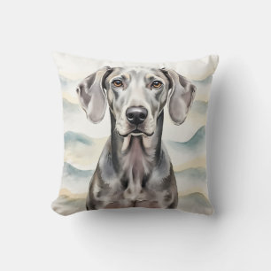 Weimaraner Aquarell Silberwelle Kunst Kissen