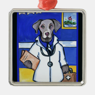 WEIMARANER ARZT ORNAMENT AUS METALL