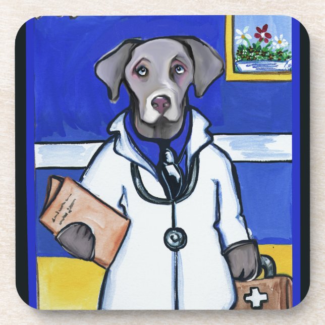 WEIMARANER ARZT UNTERSETZER (Vorderseite)