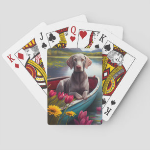 Weimaraner auf dem Paddle: Ein Landschaftliches Ab Spielkarten