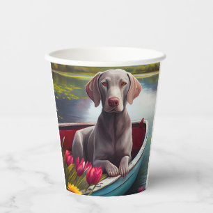 Weimaraner auf einem Paddel: Ein landschaftliches Pappbecher