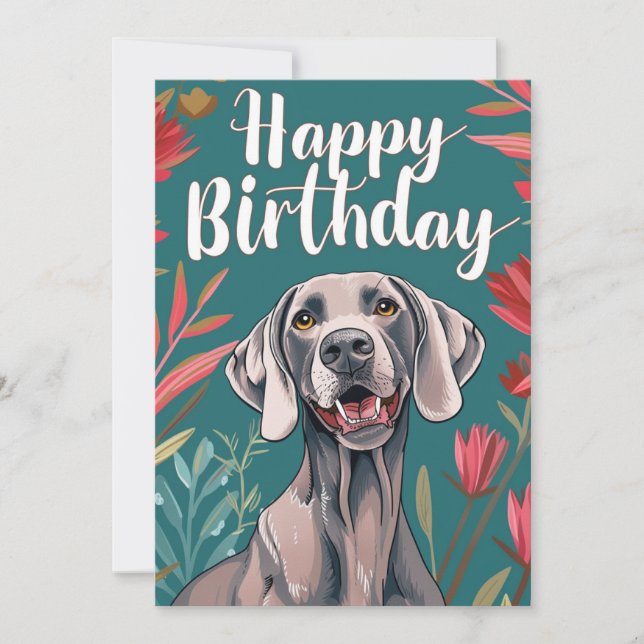 Weimaraner Birthday Feiertagskarte (Vorderseite)
