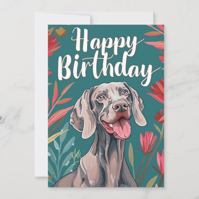 Weimaraner Birthday Feiertagskarte (Vorderseite)