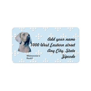 Weimaraner - Blau mit weißem Diamant-Entwurf Adressaufkleber
