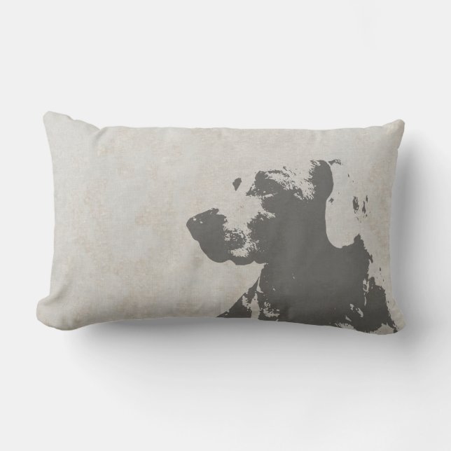 WEIMARANER BLOCK-DRUCKTAUPElumbar-KISSEN Lendenkissen (Vorderseite)