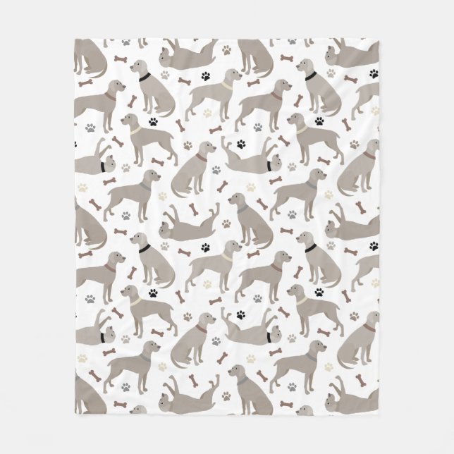 Weimaraner Bones and Paws Fleece Blanket (Vorderseite)