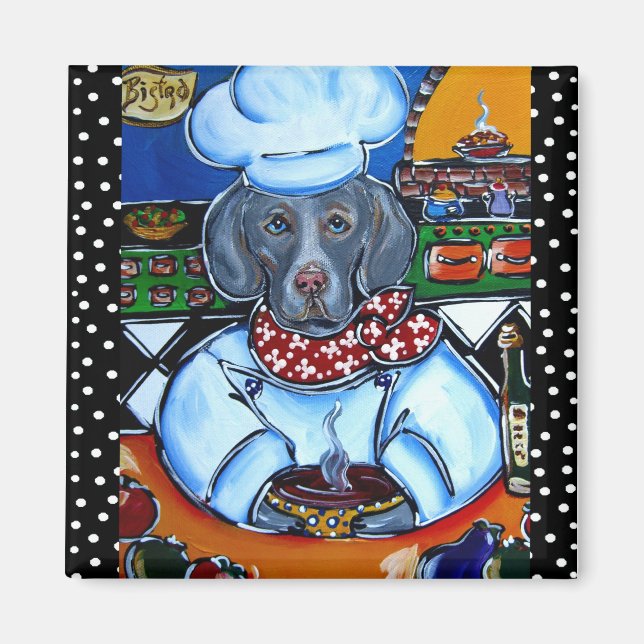 Weimaraner Chef Produkte Magnet (Vorne)