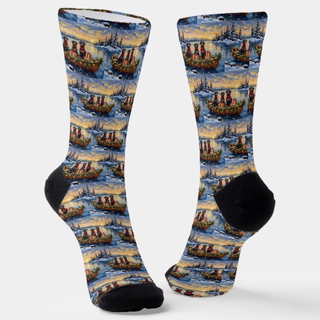 Weimaraner Christmas Boat Holiday Socken (Gewinkelt)