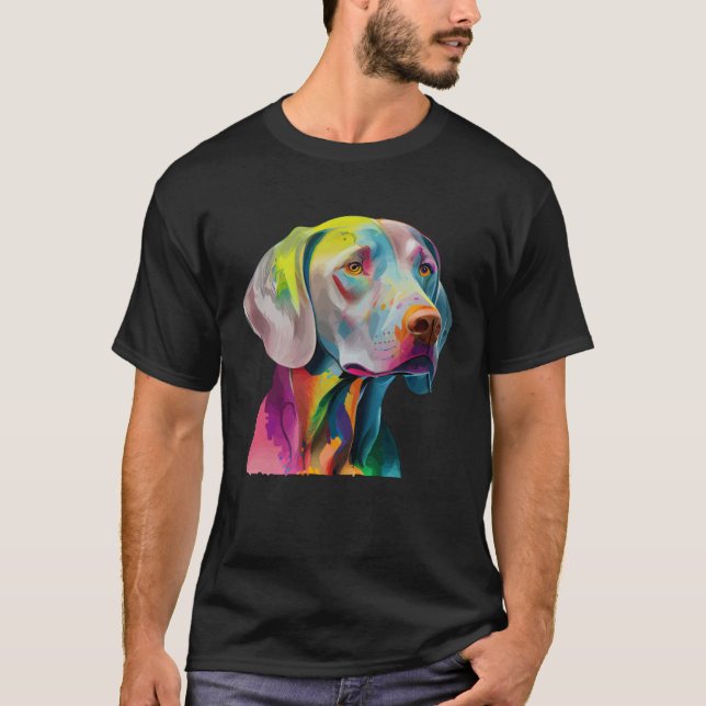Weimaraner Colorful Pop Splash Tie Dye Rainbow T-Shirt (Vorderseite)