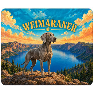 Weimaraner, Crater Lake Vintage-Wasserfarbe Mousepad