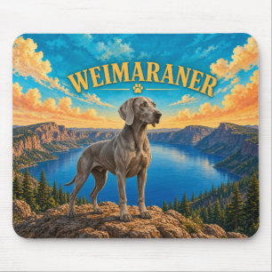 Weimaraner, Crater Lake Vintage-Wasserfarbe Mousepad
