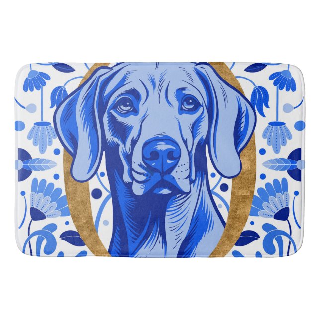 Weimaraner, der durch den Buchstaben "O" in Gold s Badematte (Vorderseite)