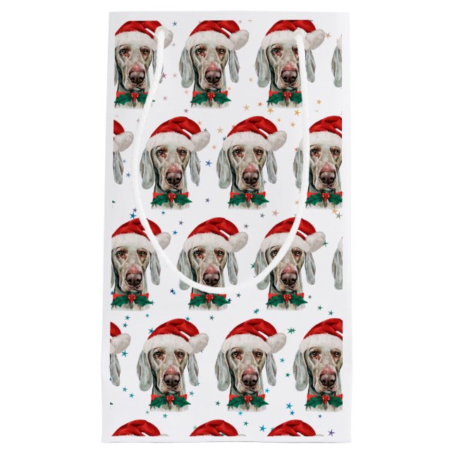 Weimaraner Dog Breed Weihnachtsstars Kleine Geschenktüte (Vorderseite)