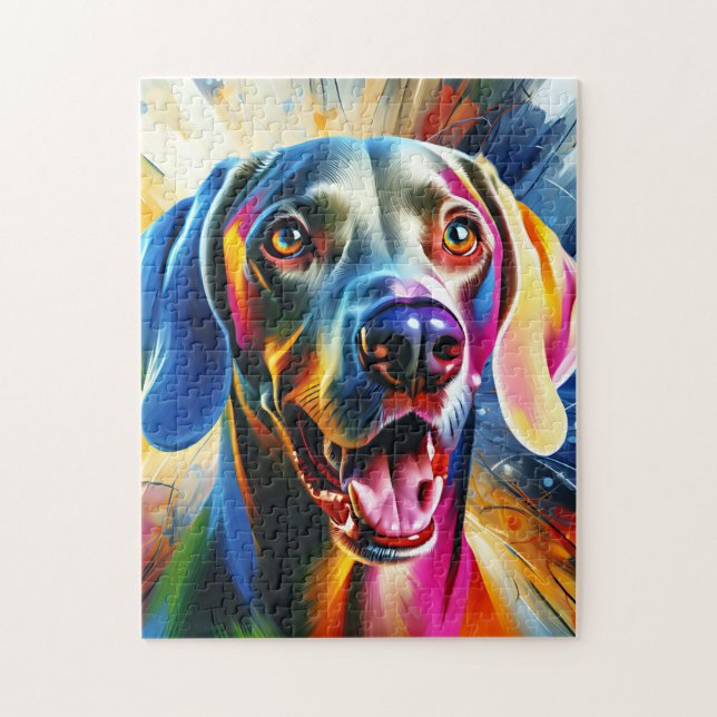 Weimaraner Dog Portrait Akrylkkunstdruckhund Puzzle (Vertikal)