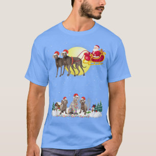 Weimaraner Dog Reindeer Dog Lights Christmas Lover T-Shirt