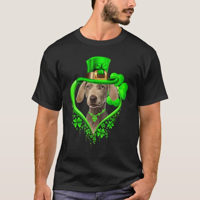 Weimaraner Dog St Patricks Day Lover Irish Shamroc T-Shirt (Vorderseite)