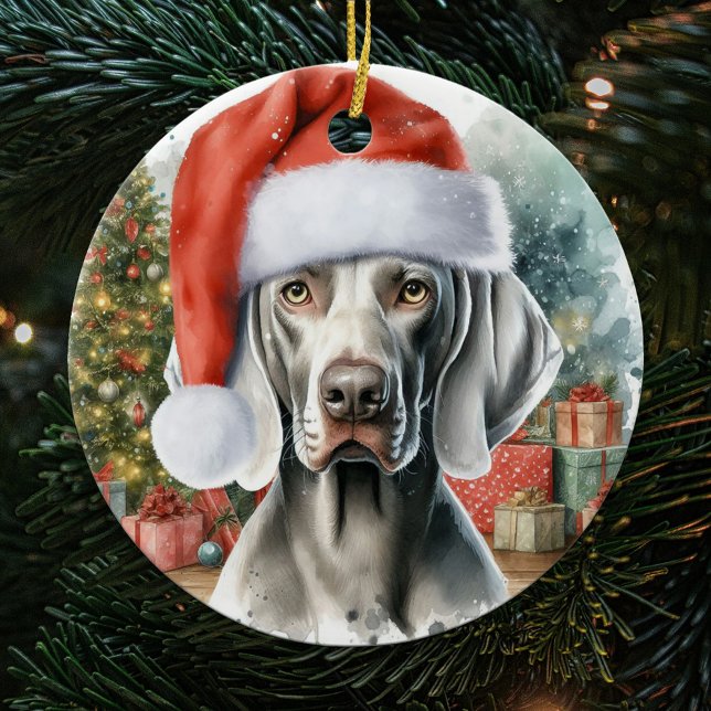 Weimaraner Dog Watercolor Weihnachten Keramik Ornament (Von Creator hochgeladen)