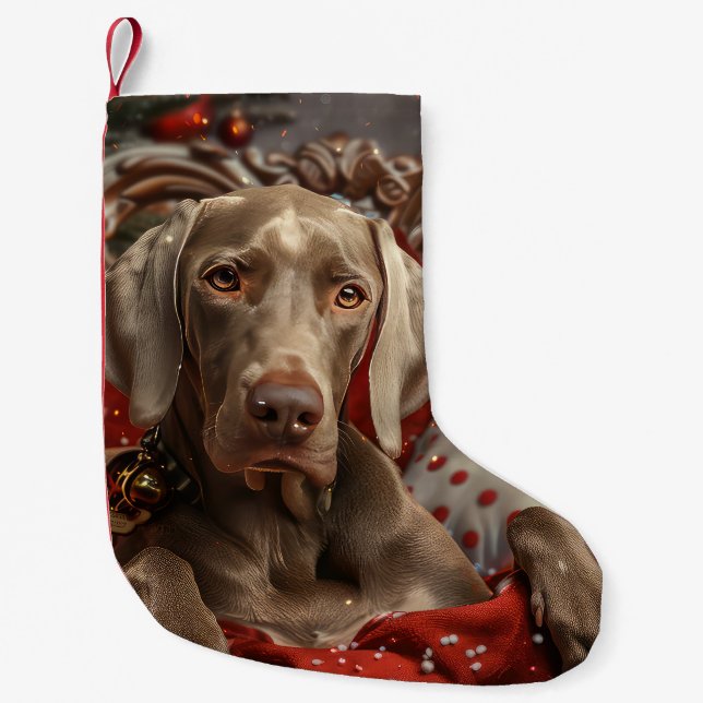 Weimaraner Dog Weihnachtsfest Kleiner Weihnachtsstrumpf (Vorderseite)