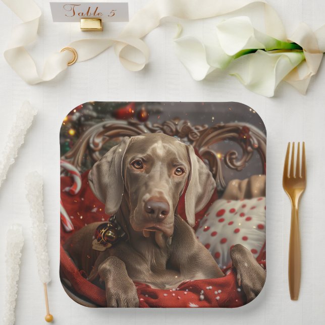 Weimaraner Dog Weihnachtsfest Pappteller (Hochzeit)