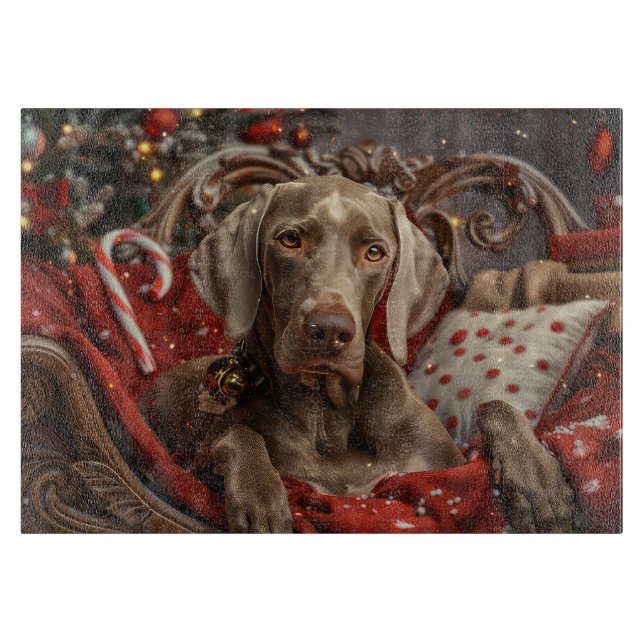 Weimaraner Dog Weihnachtsfest Schneidebrett (Vorderseite)